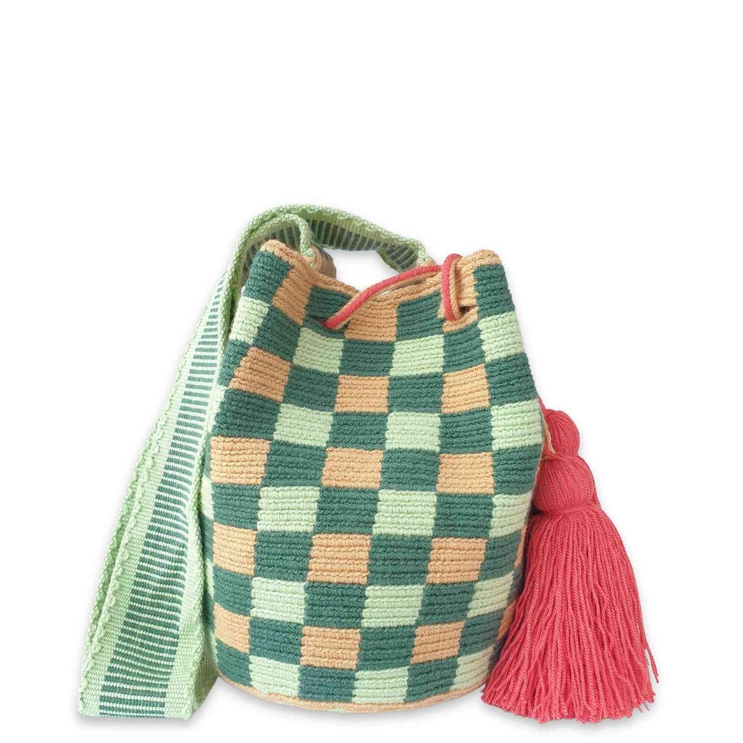 Green Checkered Wayuu Bag